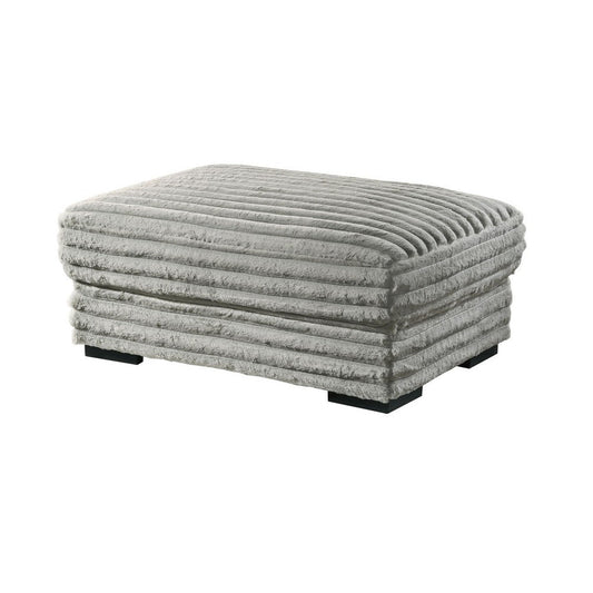 Ezo Accent Ottoman, Gray Polyester Corduroy Cushioned Top, 41 Inch