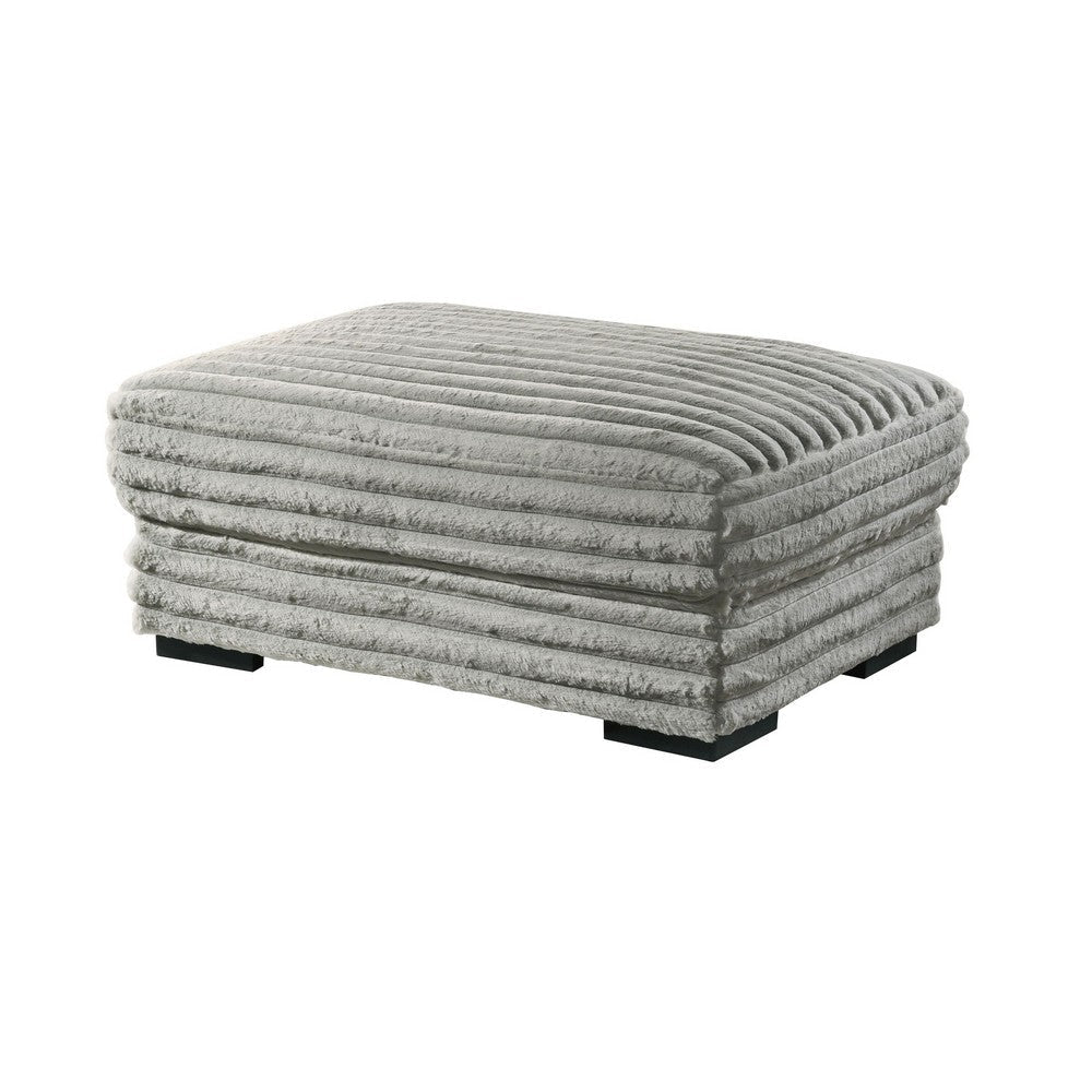 Ezo Accent Ottoman, Gray Polyester Corduroy Cushioned Top, 41 Inch
