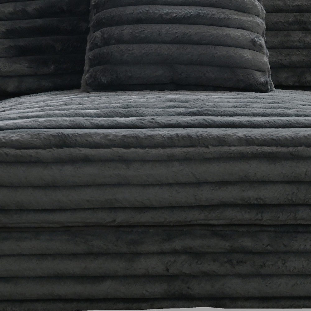 Ezo Armless Accent Chair Dark Gray Polyester Corduroy Soft Cushioned BM329914