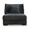 Ezo Armless Accent Chair, Dark Gray Polyester Corduroy, Soft Cushioned