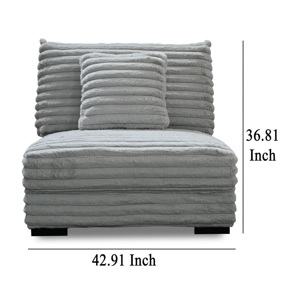 Ezo Armless Accent Chair Gray Polyester Corduroy Soft Cushioned BM329915