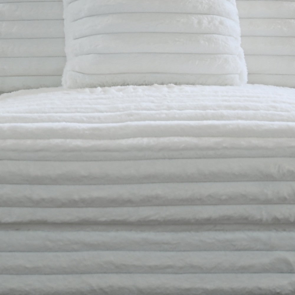 Ezo Armless Accent Chair White Polyester Corduroy Soft Cushioned BM329916