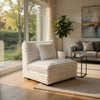Ezo Armless Accent Chair, White Polyester Corduroy, Soft Cushioned