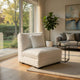 Ezo Armless Accent Chair, White Polyester Corduroy, Soft Cushioned