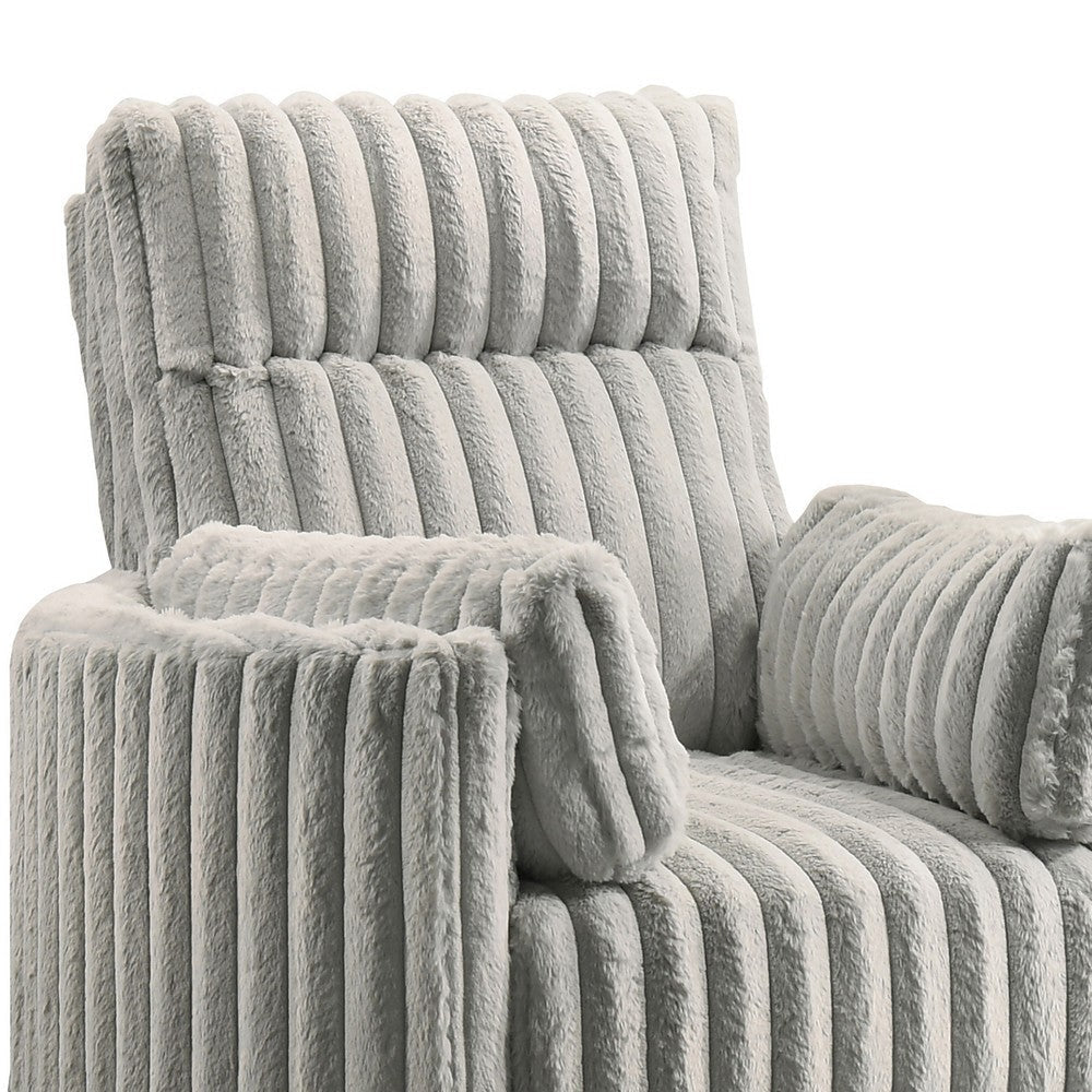Ezo Swivel Accent Chair Channel Gray Polyester Corduroy 2 Pillows BM329918
