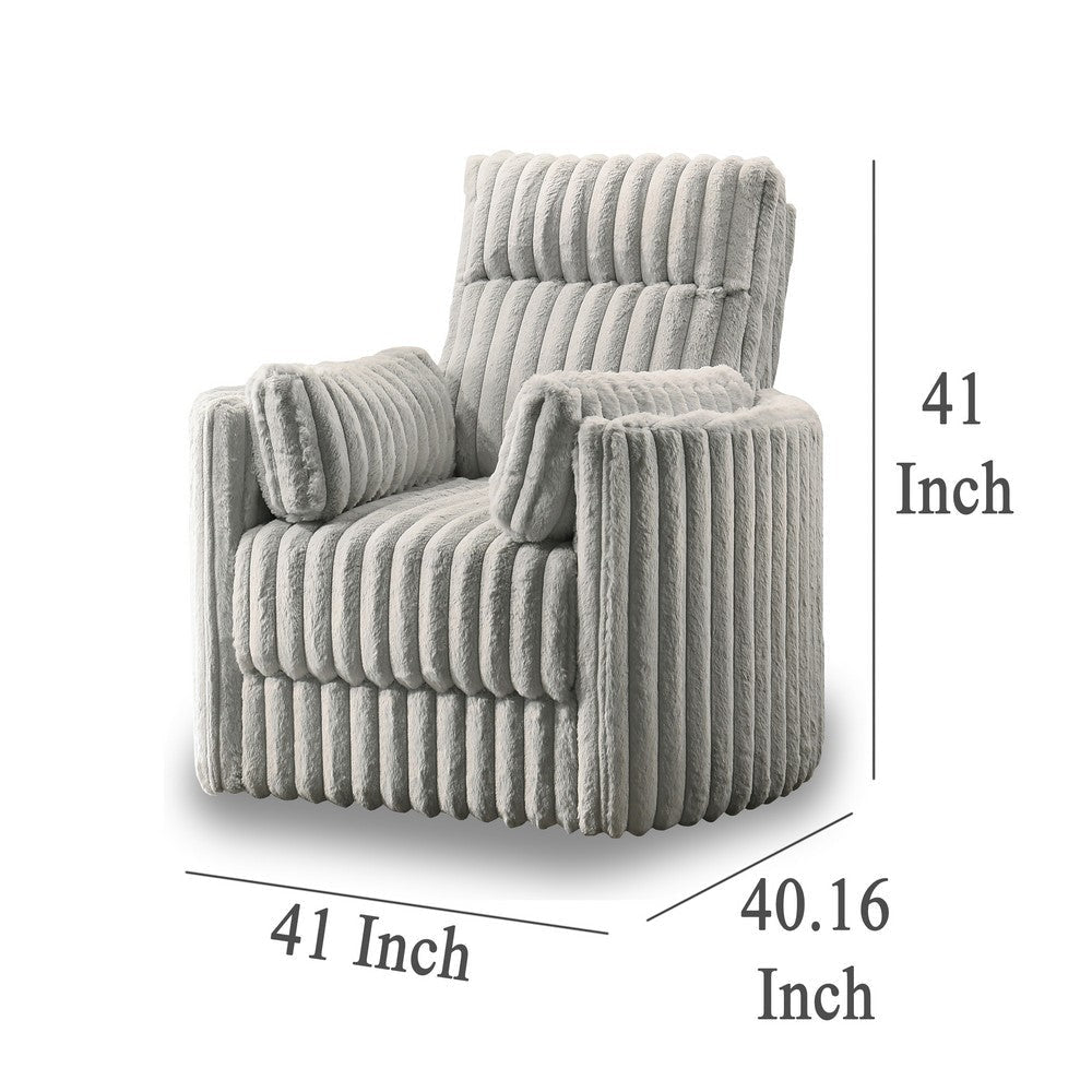 Ezo Swivel Accent Chair Channel Gray Polyester Corduroy 2 Pillows BM329918