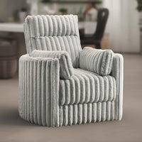 Ezo Swivel Accent Chair, Channel Gray Polyester Corduroy, 2 Pillows