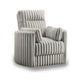Ezo Swivel Accent Chair, Channel Gray Polyester Corduroy, 2 Pillows