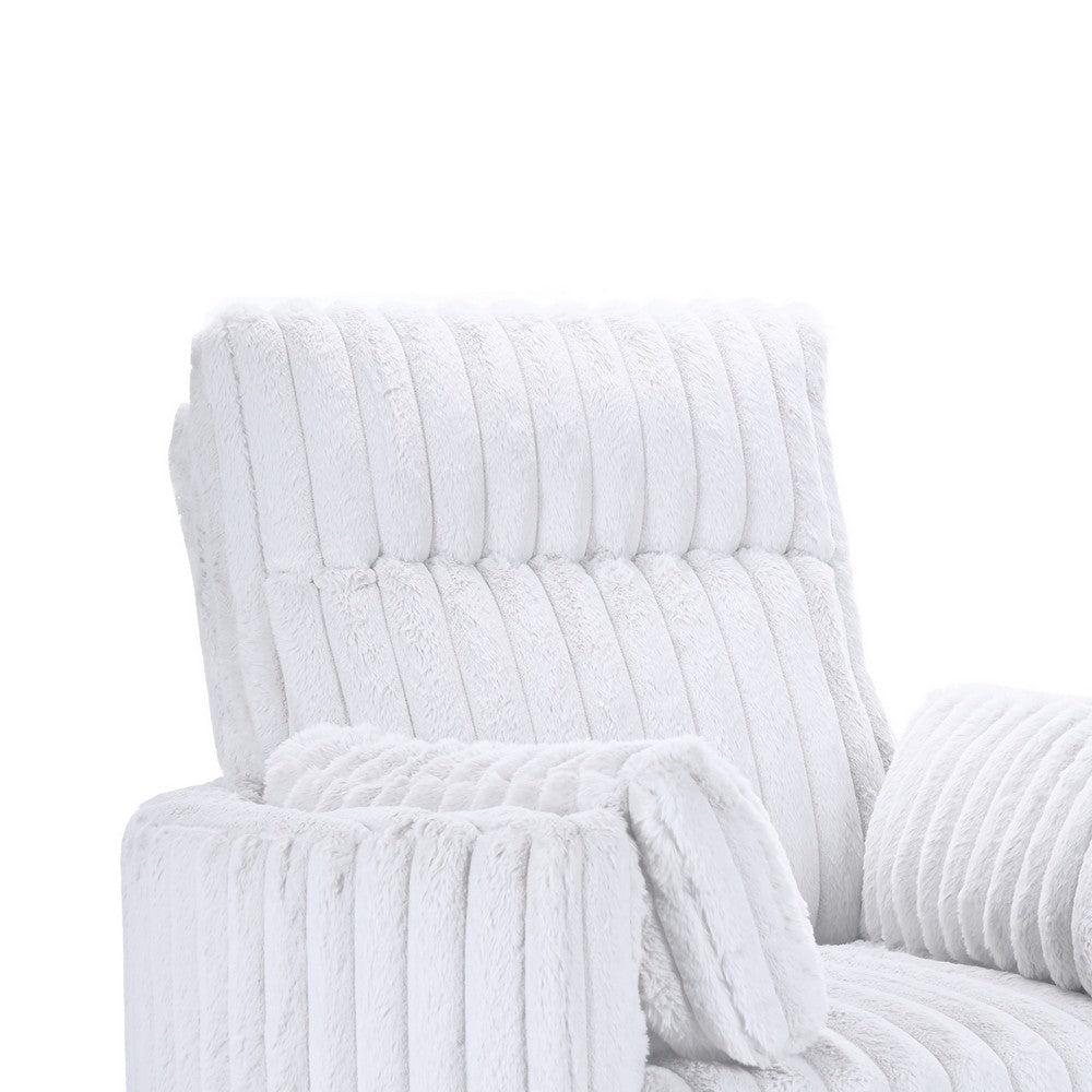 Ezo Swivel Accent Chair Channel White Polyester Corduroy 2 Pillows BM329919