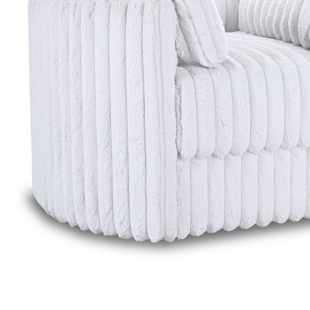 Ezo Swivel Accent Chair Channel White Polyester Corduroy 2 Pillows BM329919