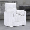 Ezo Swivel Accent Chair, Channel White Polyester Corduroy, 2 Pillows