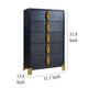 Theo Tall Dresser Chest 5 Drawers Vertical Gold Handles Black Wood BM329920