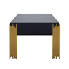 Theo Coffee Table 2 Drawers Gold Metal Retro Black Wood 48 Inch BM329921