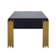 Theo Coffee Table 2 Drawers Gold Metal Retro Black Wood 48 Inch BM329921