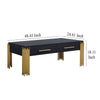 Theo Coffee Table 2 Drawers Gold Metal Retro Black Wood 48 Inch BM329921