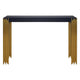 Theo Console Table Gold Metal Legs Retro Black Wood Frame 48 Inch BM329922
