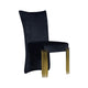 Theo Dining Chair Set of 2, Retro Midnight Black Velvet, Gold Metal