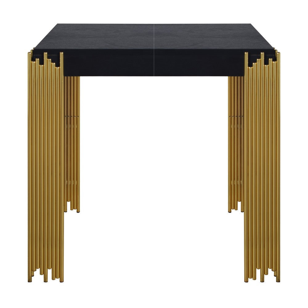 Theo Side End Table Retro Gold Metal Legs Black Wood Square 25 Inch BM329925