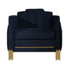Theo Accent Chair Black Velvet Blue LED Lights Gold Metal Legs BM329926