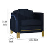 Theo Accent Chair Black Velvet Blue LED Lights Gold Metal Legs BM329926