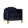 Theo Accent Chair Black Velvet Blue LED Lights Gold Metal Legs BM329926