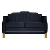 Theo Loveseat Black Velvet Blue LED Lights Gold Metal Legs 59 Inch BM329927