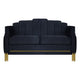 Theo Loveseat Black Velvet Blue LED Lights Gold Metal Legs 59 Inch BM329927