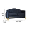 Theo Loveseat Black Velvet Blue LED Lights Gold Metal Legs 59 Inch BM329927