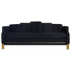 Theo Sofa Black Velvet Blue LED Lights Gold Metal Legs 83 Inch BM329928