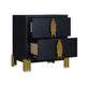 Theo Nightstand 2 Drawers Retro Gold Handles and Black Wood 25 Inch BM329929