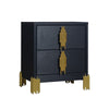 Theo Nightstand 2 Drawers Retro Gold Handles and Black Wood 25 Inch BM329929