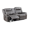 Viann Dual Manual Recliner Loveseat Cupholder Console Gray 76 Inch BM329931