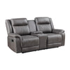 Viann Dual Manual Recliner Loveseat Cupholder Console Gray 76 Inch BM329931