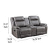 Viann Dual Manual Recliner Loveseat Cupholder Console Gray 76 Inch BM329931