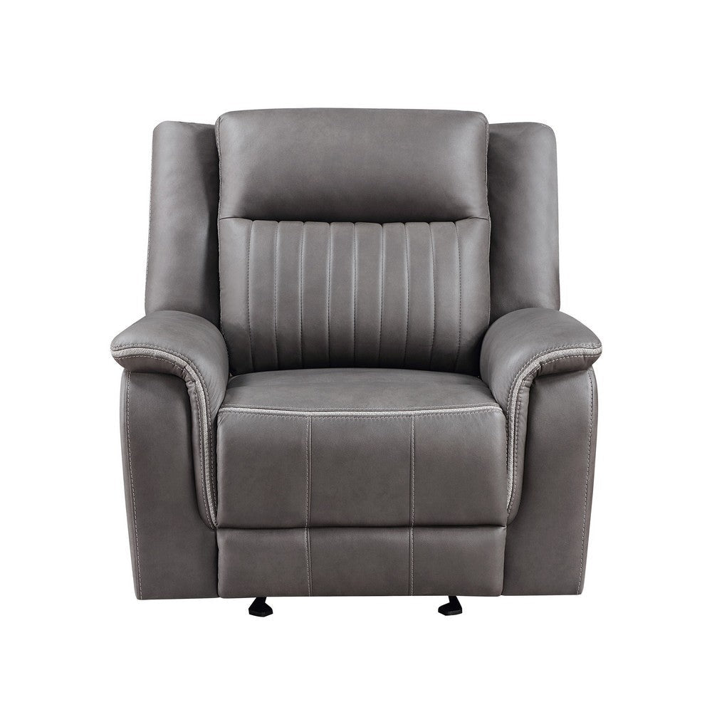 Viann Manual Glider Recliner Chair Tufted Gray Polyester Pillow Top BM329932