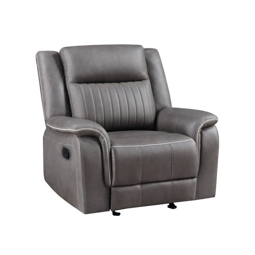 Viann Manual Glider Recliner Chair, Tufted Gray Polyester, Pillow Top