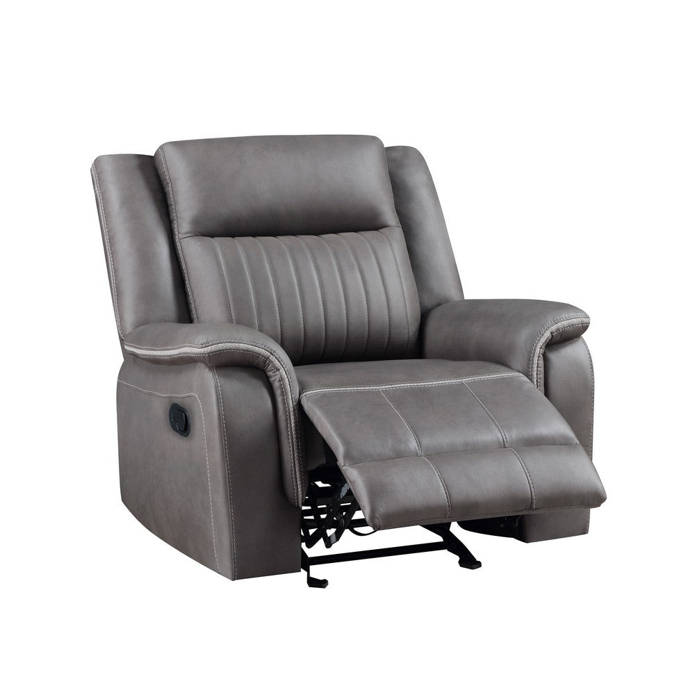 Viann Manual Glider Recliner Chair Tufted Gray Polyester Pillow Top BM329932