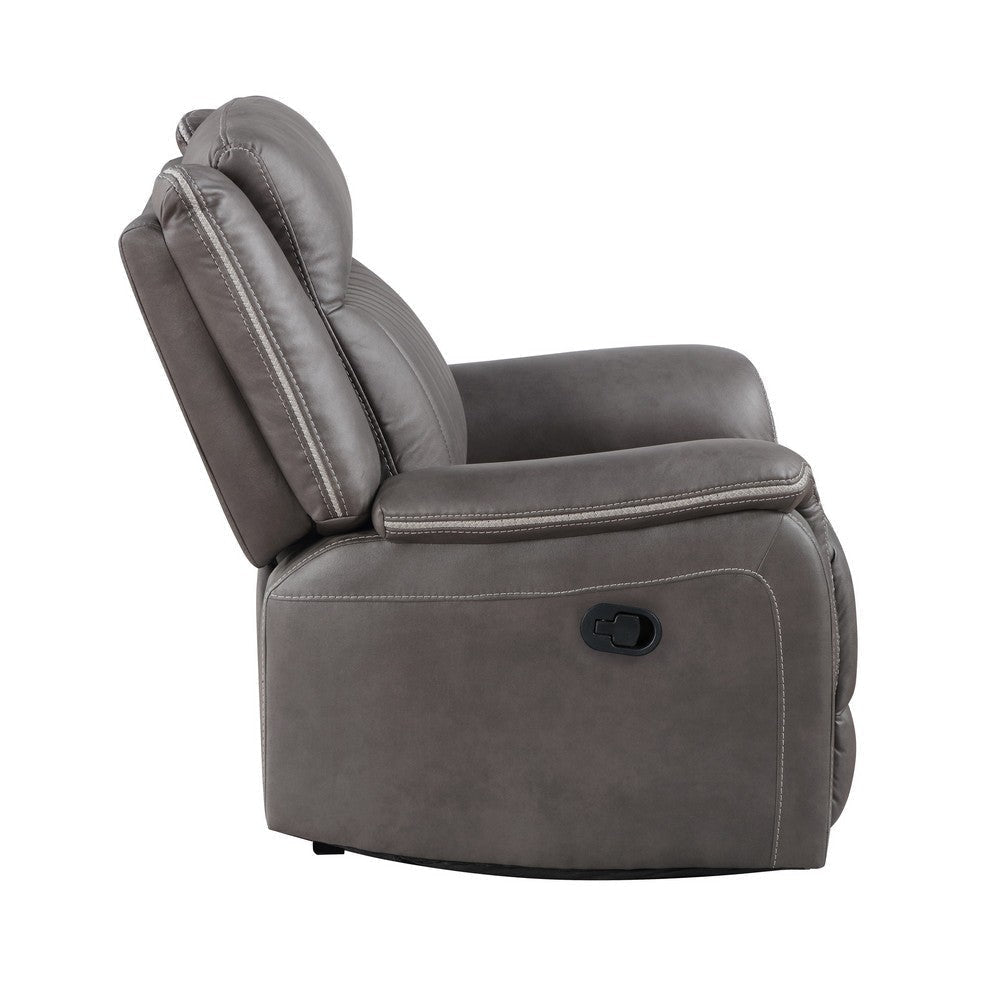 Viann Manual Glider Recliner Chair Tufted Gray Polyester Pillow Top BM329932