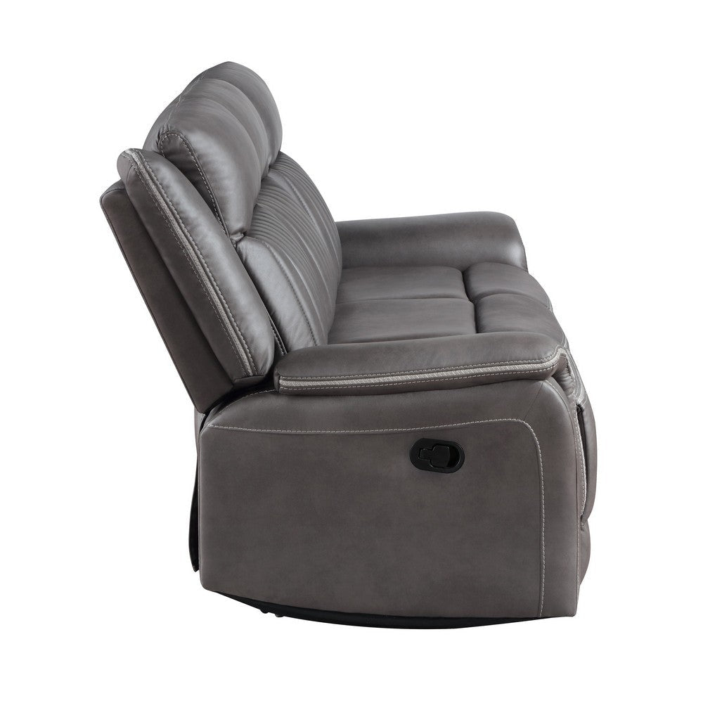 Viann Manual Reclining Sofa Gray Polyester Pillow Top Arms 85 Inch BM329933