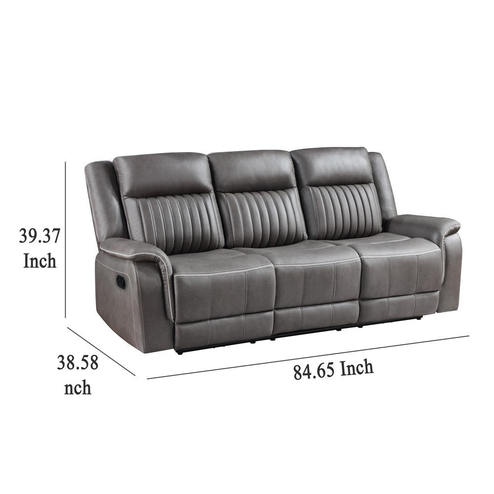 Viann Manual Reclining Sofa Gray Polyester Pillow Top Arms 85 Inch BM329933