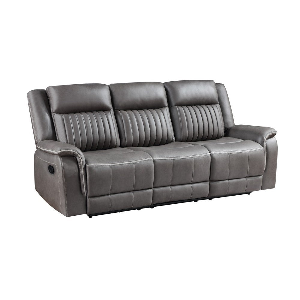 Viann Manual Reclining Sofa, Gray Polyester, Pillow Top Arms, 85 Inch
