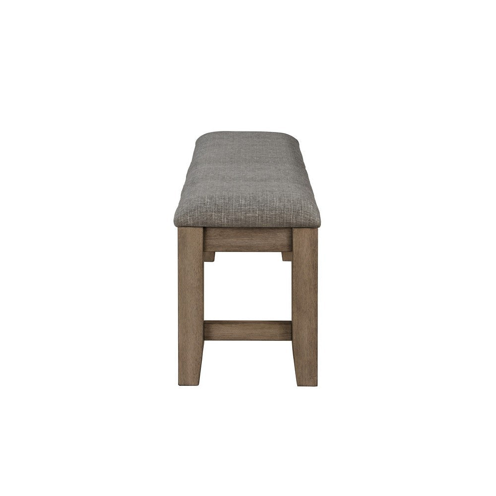 Harris Dining Bench Gray Fabric Brown Solid Rubberwood 60 Inch BM329934