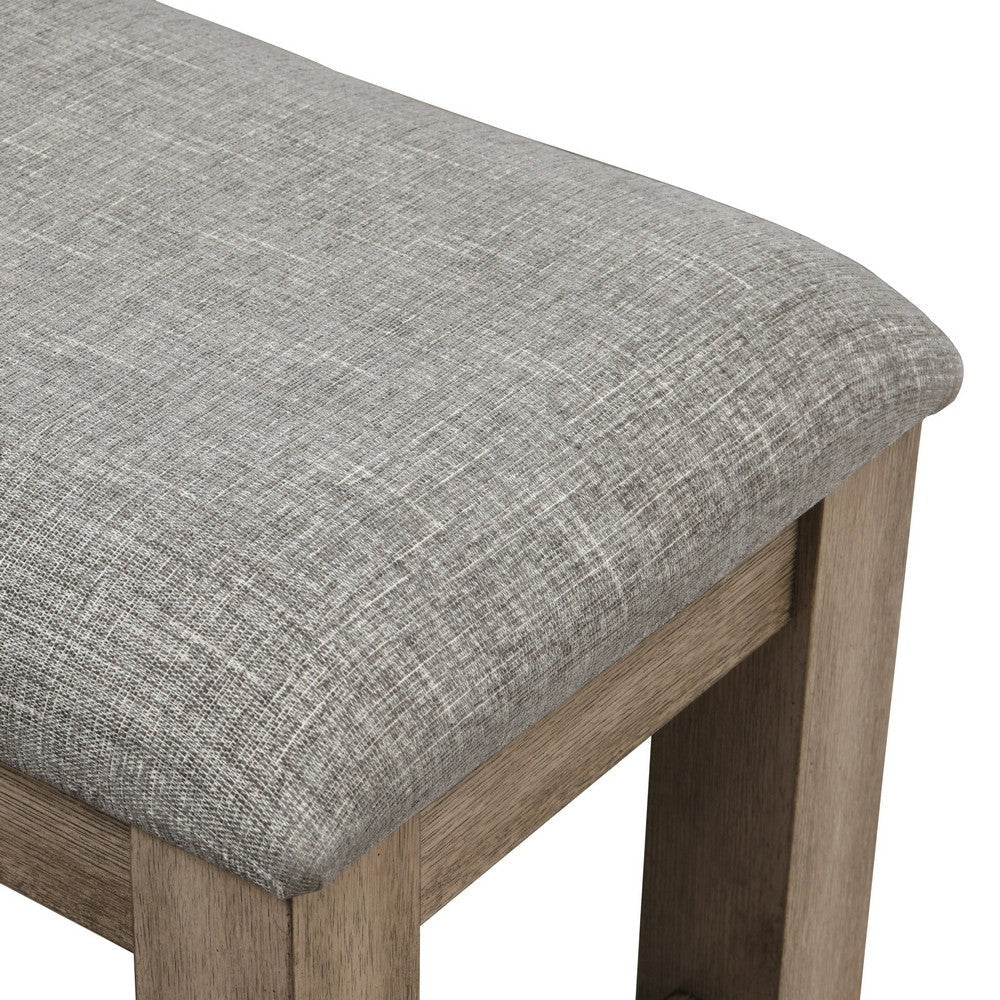 Harris Dining Bench Gray Fabric Brown Solid Rubberwood 60 Inch BM329934