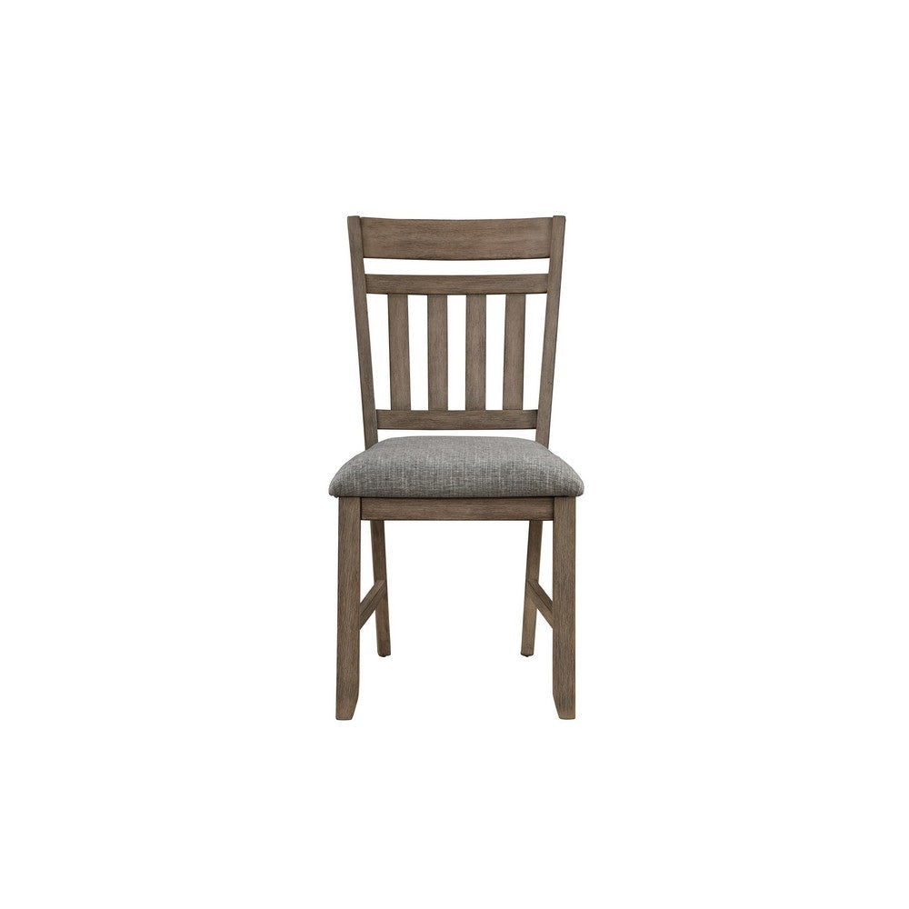 Harris Dining Chair Set of 2 Gray Fabric Brown Solid Rubberwood BM329935