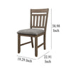 Harris Dining Chair Set of 2 Gray Fabric Brown Solid Rubberwood BM329935
