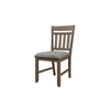 Harris Dining Chair Set of 2, Gray Fabric Brown Solid Rubberwood