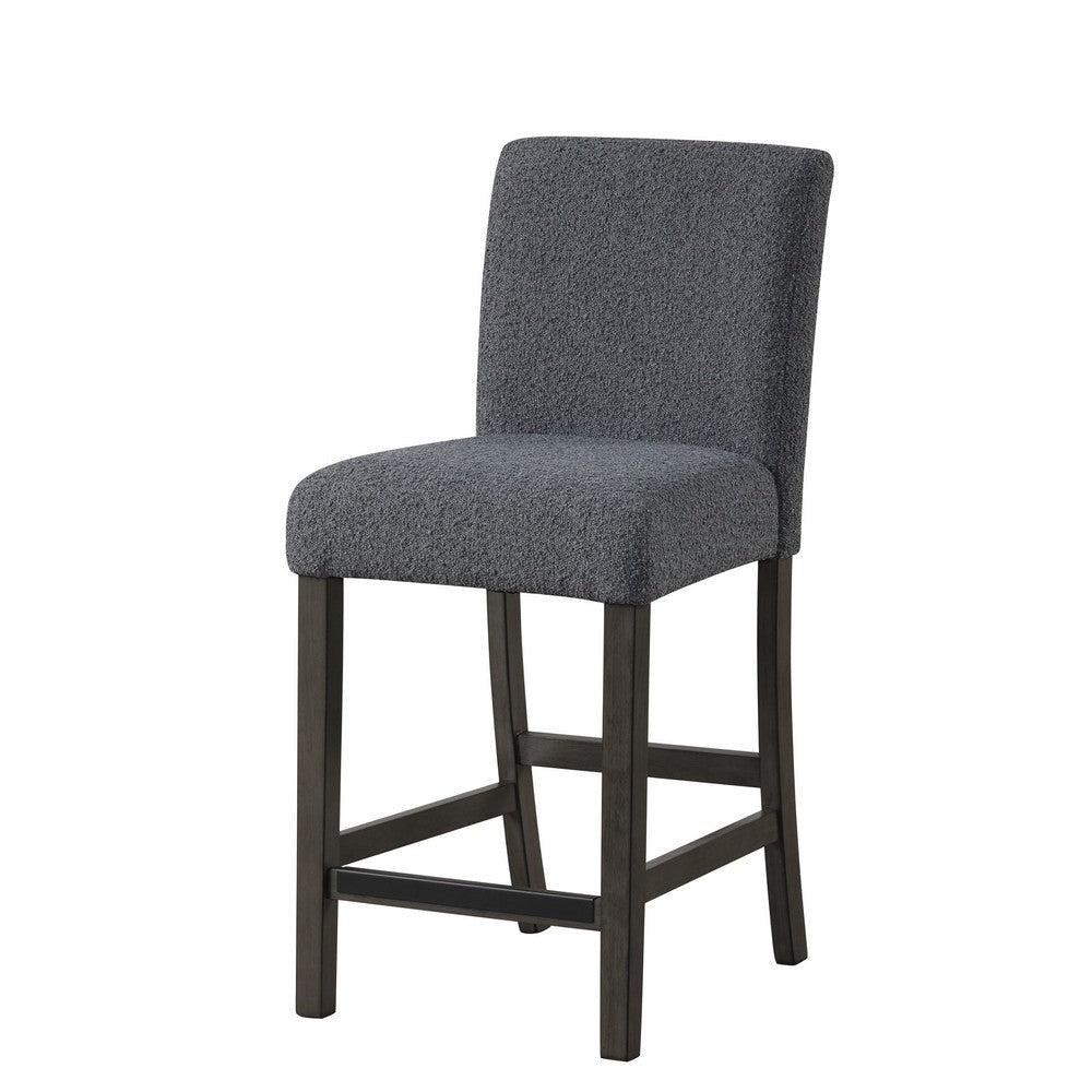 Ghy Counter Height Chair Set of 2, Gray Fabric, Solid Acacia Wood