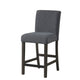 Ghy Counter Height Chair Set of 2, Gray Fabric, Solid Acacia Wood
