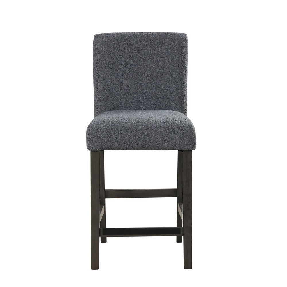 Ghy Counter Height Chair Set of 2 Gray Fabric Solid Acacia Wood BM329936