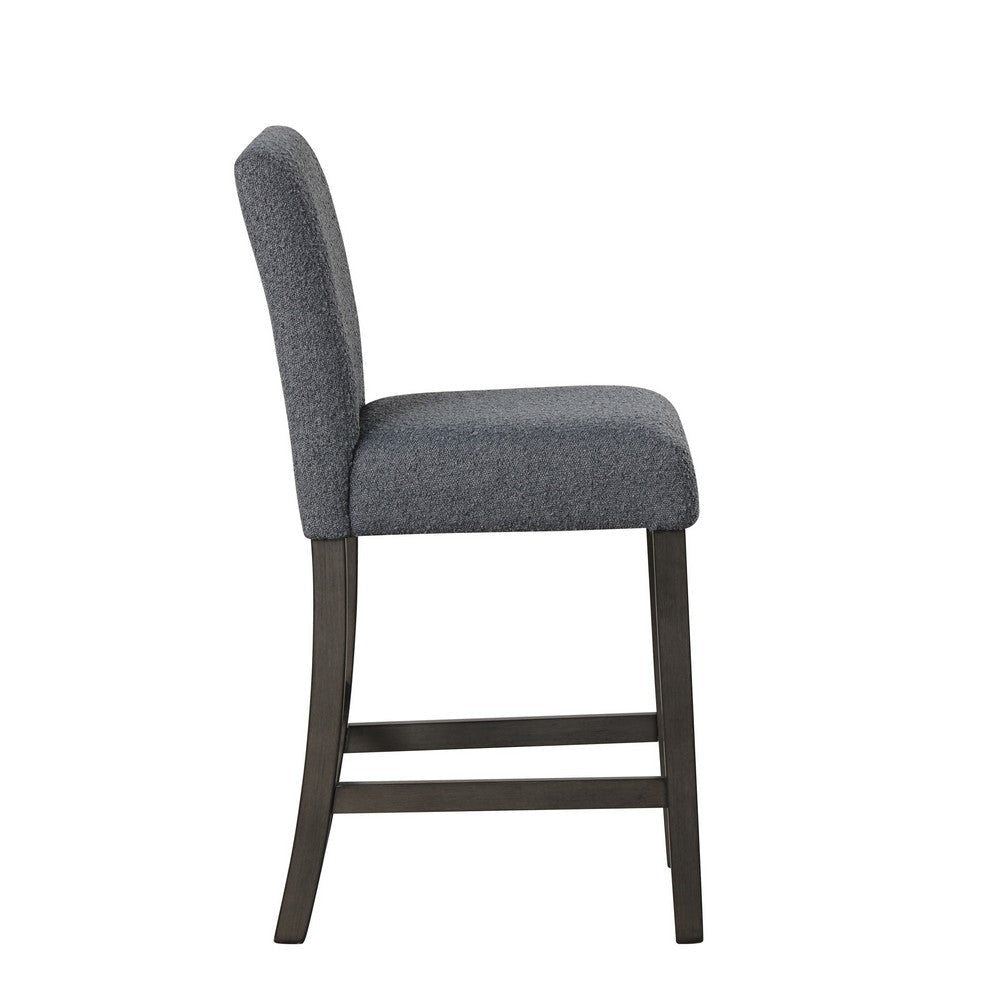 Ghy Counter Height Chair Set of 2 Gray Fabric Solid Acacia Wood BM329936